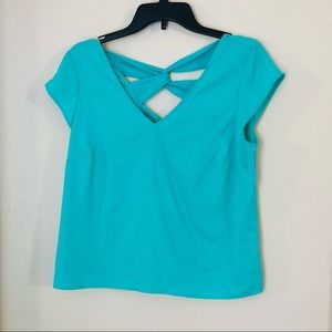 Express Blue Back Bow Top